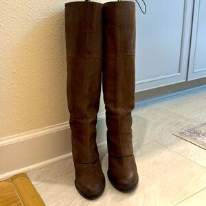 Vince Camuto Grayish/Dark Brown boots. Only worn once. Size 10.